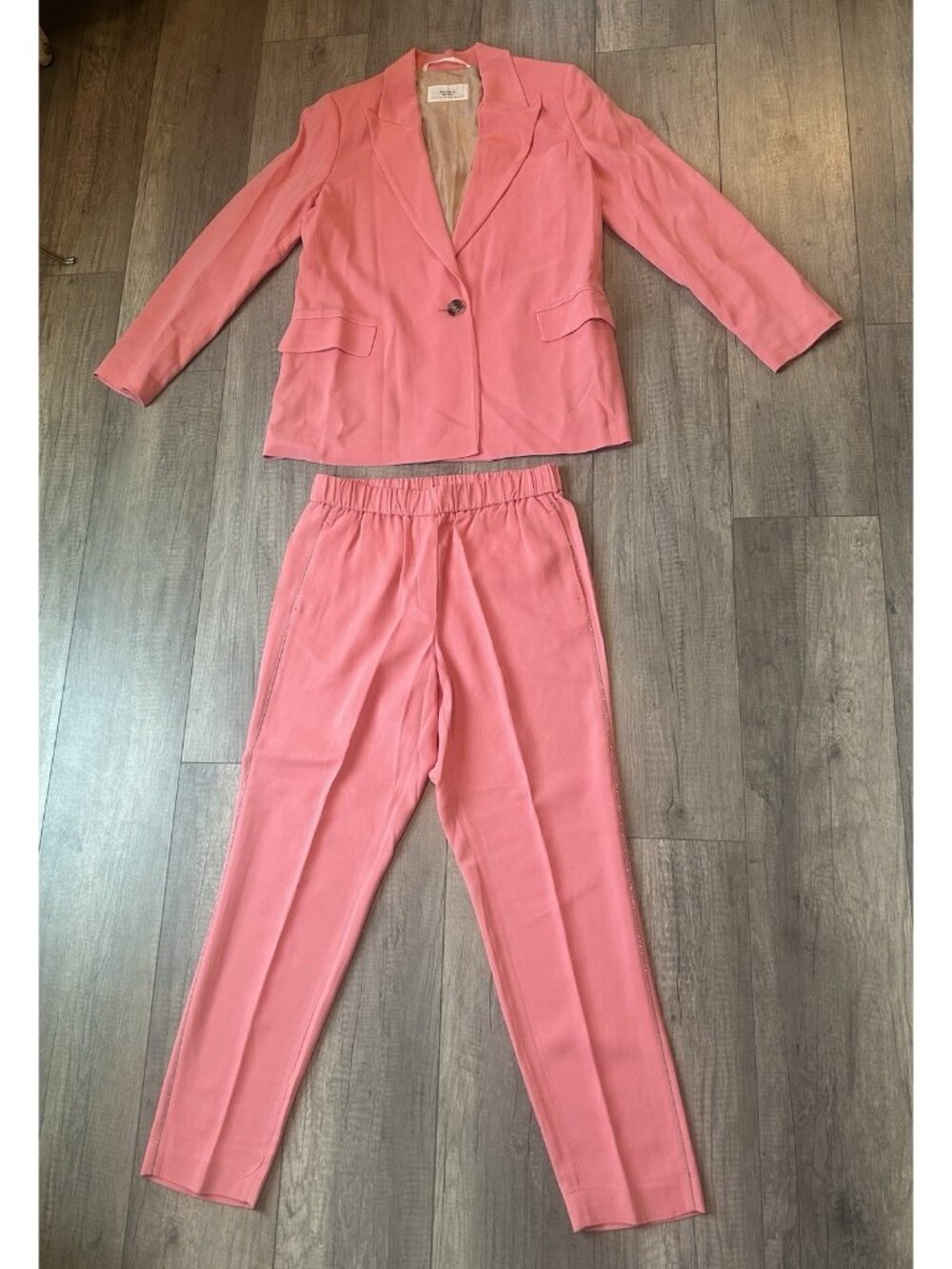 Peserico Womens Pink Suit Blazer & Pants Set IT 44 US 8 Italy Graduation Sparkle - Picture 2 of 16
